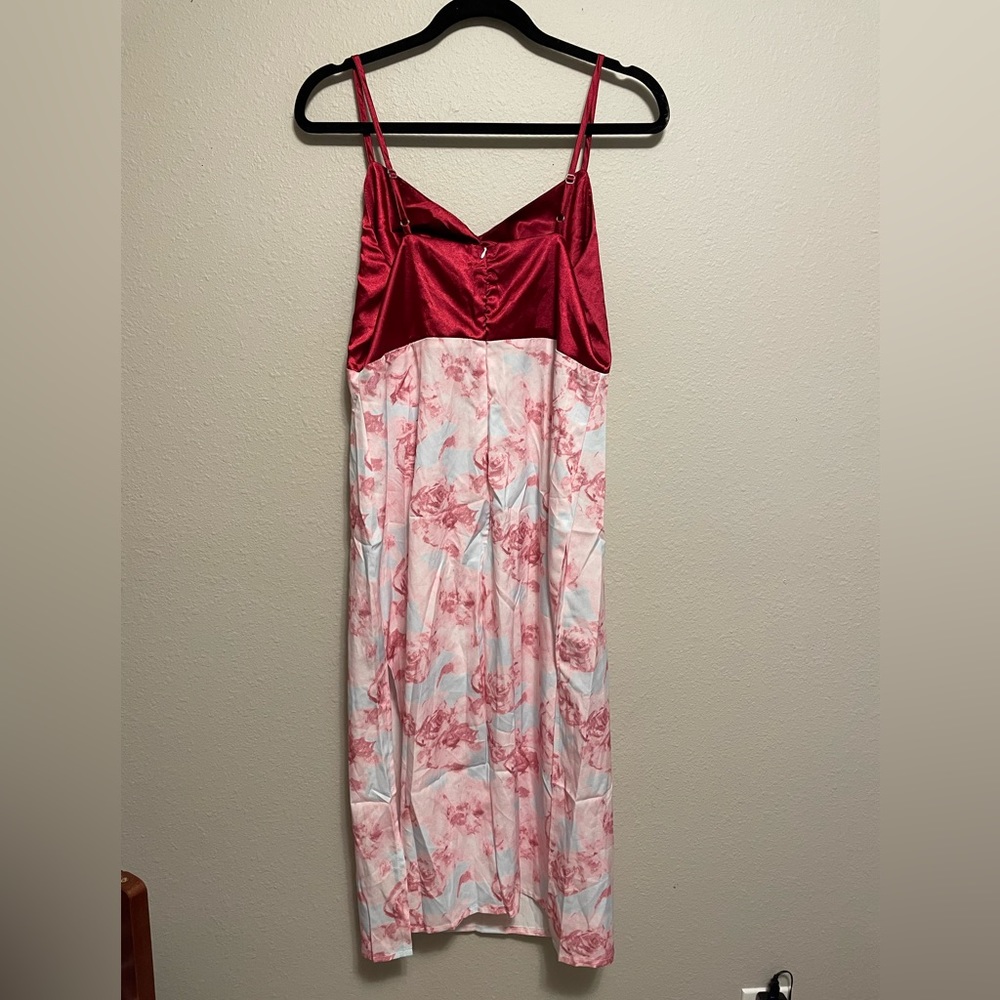 NWOT Shein Curve Rose Satin Dress - Picture 2 of 3